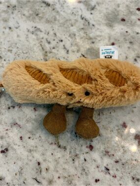 Jellycat Tan Plush Baguette Keychain